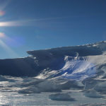 A snow covered mountain.